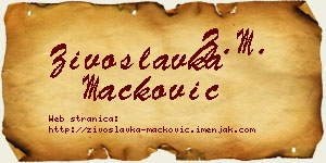 Živoslavka Mačković vizit kartica